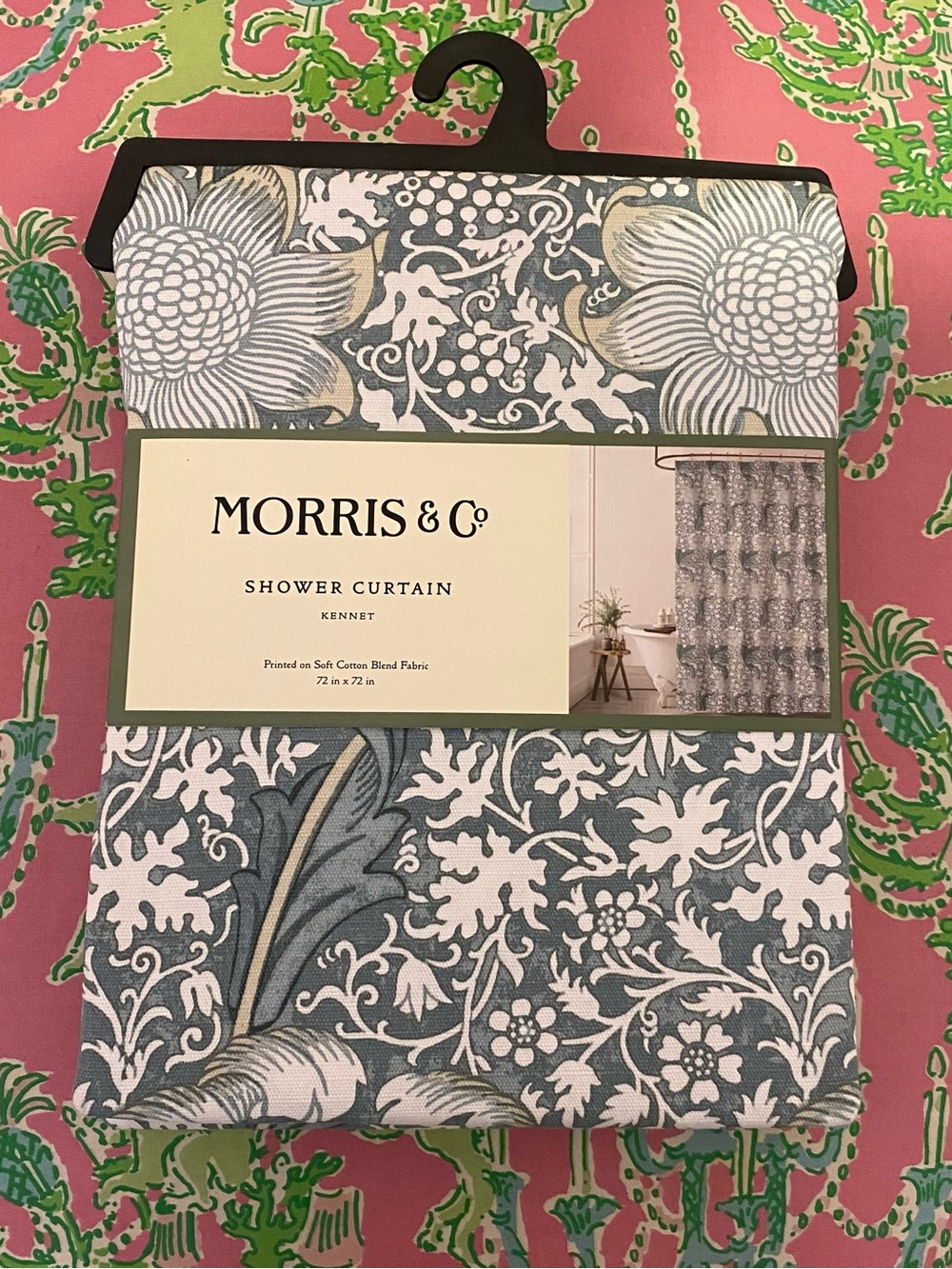 Morris & Co. Cotton Fabric Shower Curtain Kennet Multicolor 72"x72" New